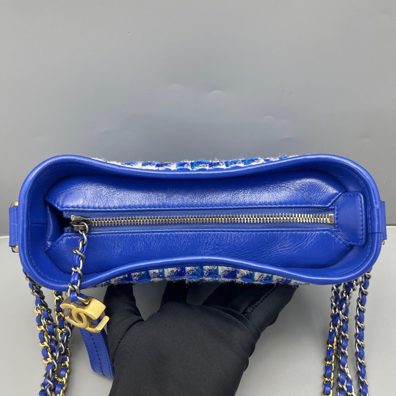 Chanel香奈兒.流浪包小號粗呢拼藍 肩背包 斜背包-5