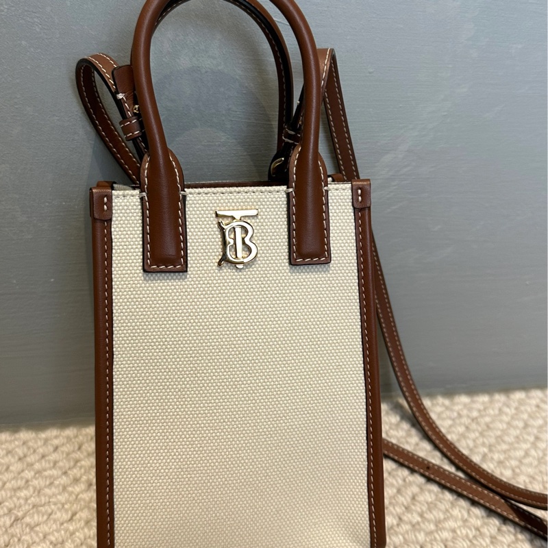 Burberry Mini 帆布拼接皮革托特包-1