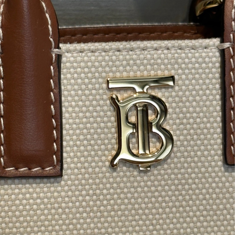 Burberry Mini 帆布拼接皮革托特包-3