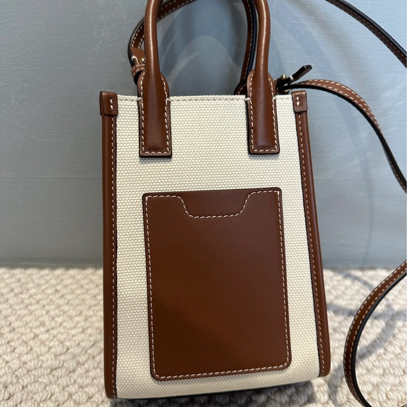 Burberry Mini 帆布拼接皮革托特包-5