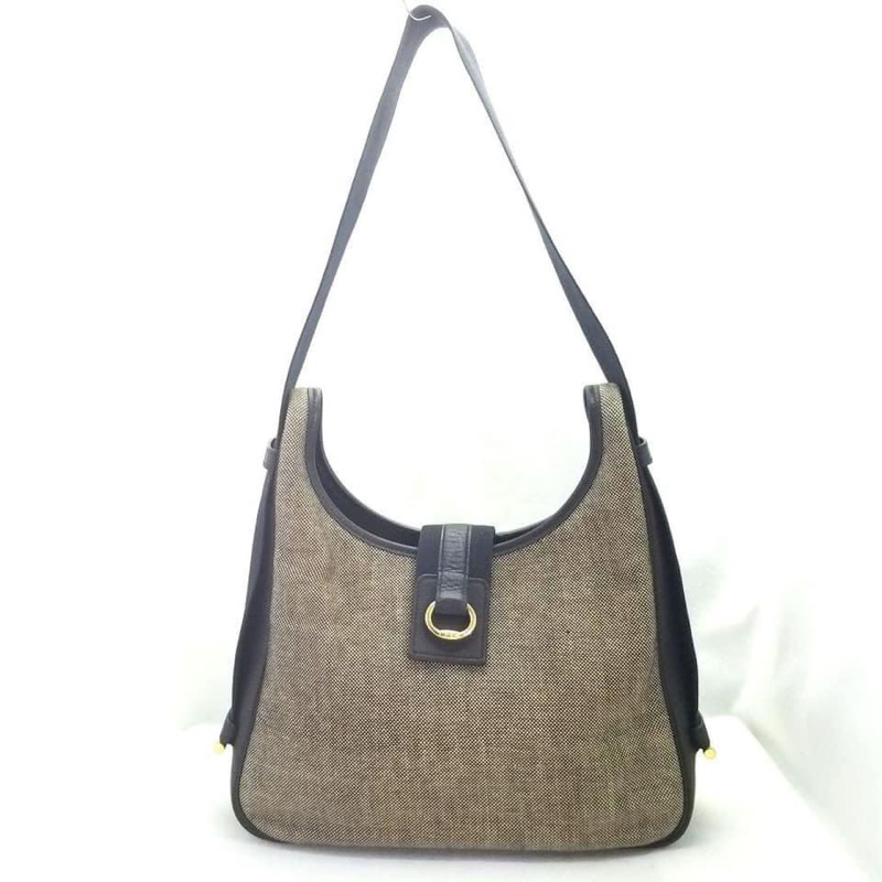 Hermes Vintage tsako帆布皮革肩背斜背包Evelyne平替-0