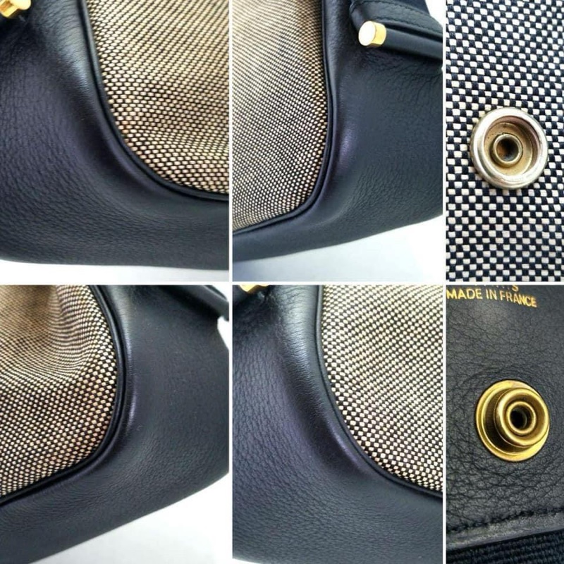 Hermes Vintage tsako帆布皮革肩背斜背包Evelyne平替-2