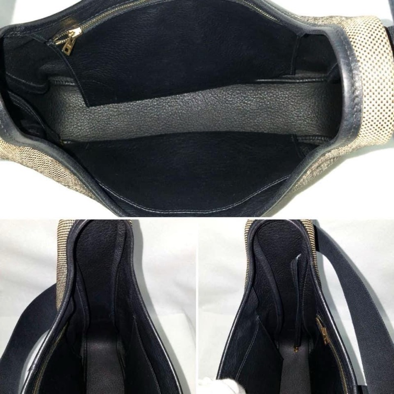Hermes Vintage tsako帆布皮革肩背斜背包Evelyne平替-3
