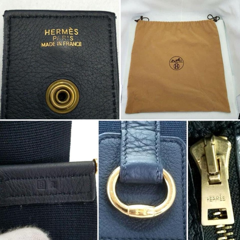 Hermes Vintage tsako帆布皮革肩背斜背包Evelyne平替-4