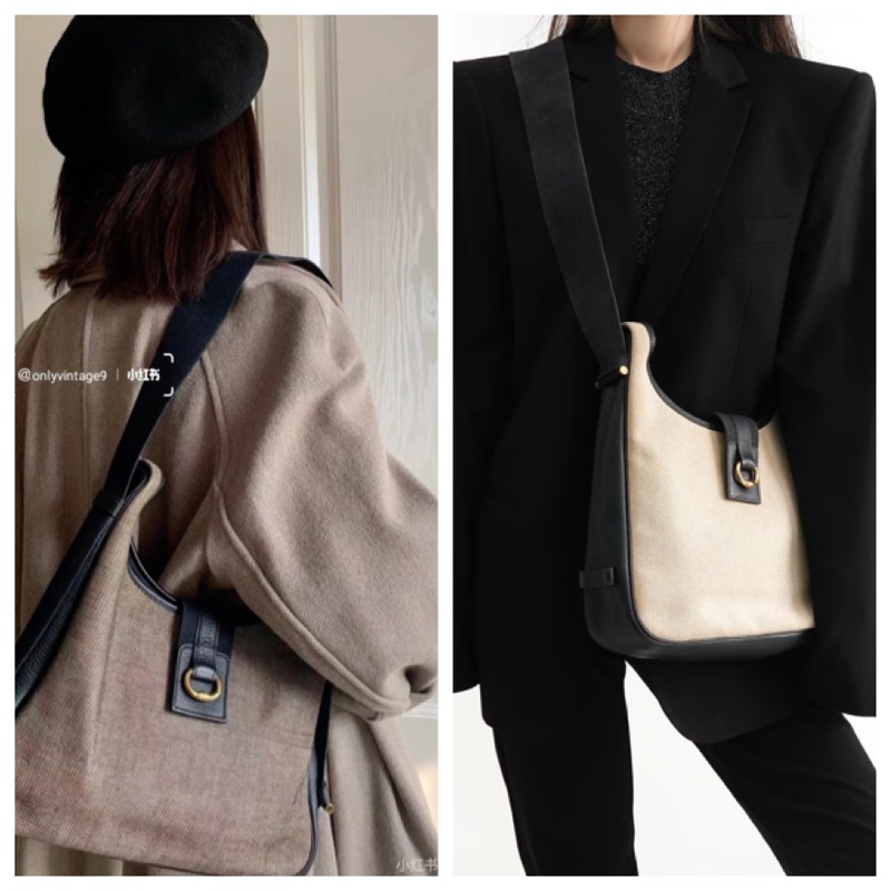 Hermes Vintage tsako帆布皮革肩背斜背包Evelyne平替-6