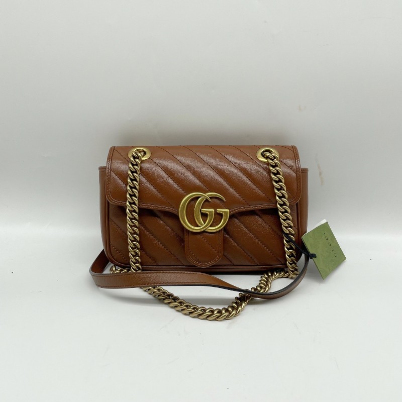 Gucci古馳 馬蒙22焦糖色 棕色 肩背包 斜背包-0
