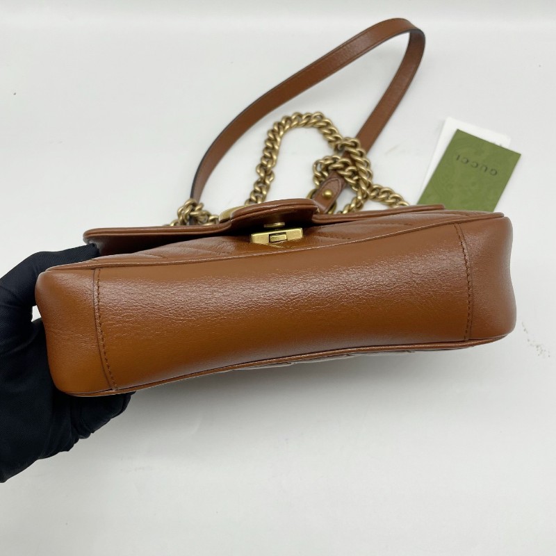 Gucci古馳 馬蒙22焦糖色 棕色 肩背包 斜背包-3