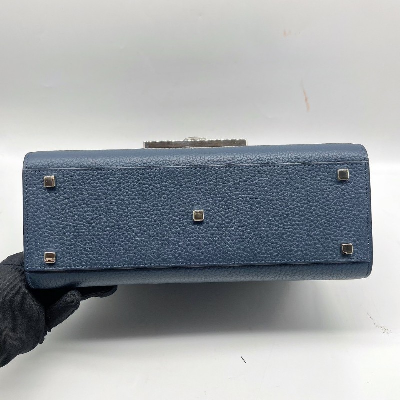 Moynat莫奈 rejane中號 海軍藍銀扣 手提包 肩背包 斜背包-3