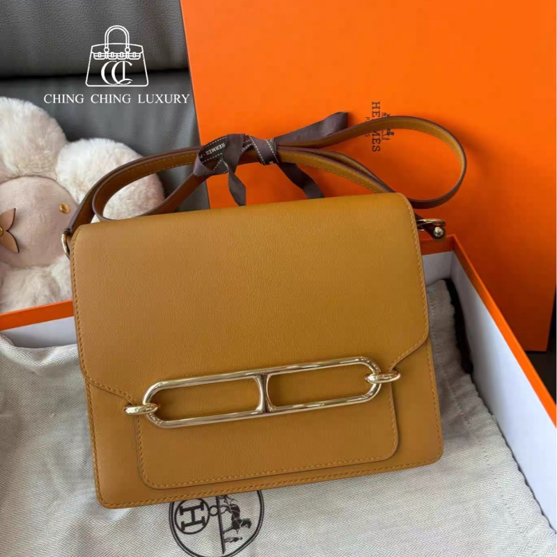 🌈Hermes🧡Roulis 23🧡芝麻色金扣🧡99新🌟Evercolor 皮🌟-0