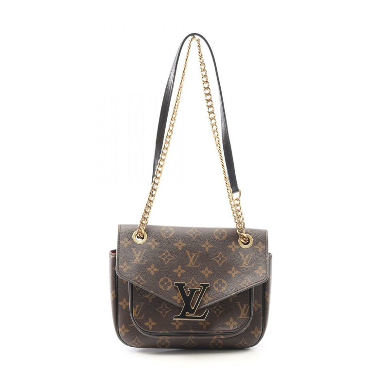 LOUIS VUITTON Passy 單肩包 M45592 Monogram 帆布 棕色 黑色 二手 女款-0