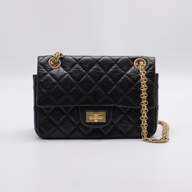 CHANEL 2.55經典口蓋包 20 - 黑金29開-0