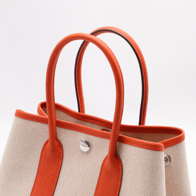 HERMES Mini garden party - 帆布火焰橙-4