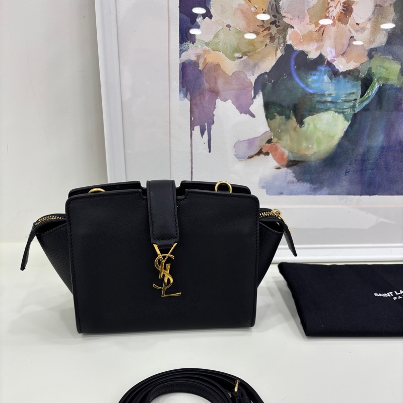 Saint Laurent聖羅蘭Ysl全皮黑色金扣 mini 鞦韆包-0