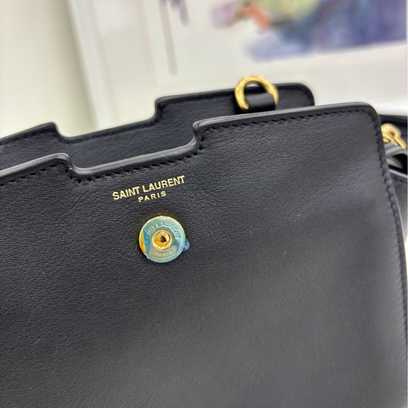 Saint Laurent聖羅蘭Ysl全皮黑色金扣 mini 鞦韆包-6