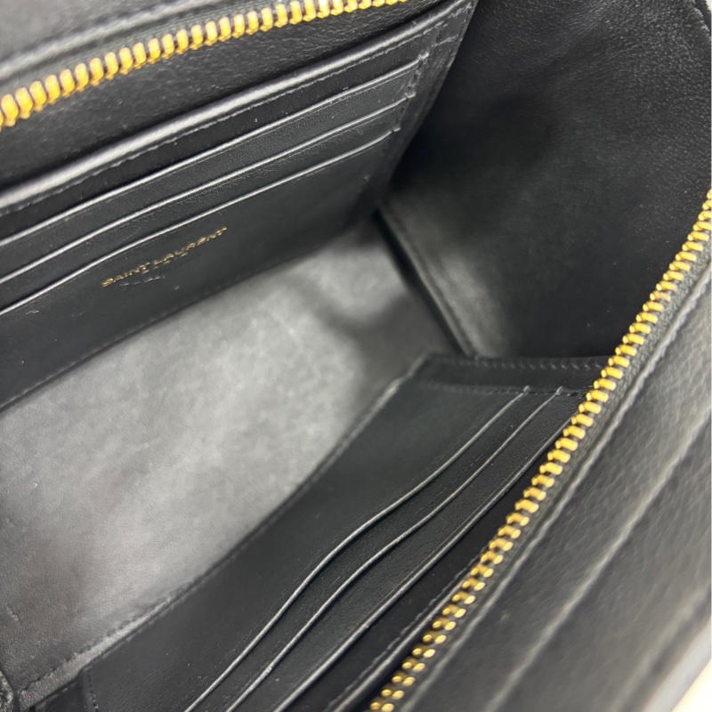 Saint Laurent聖羅蘭Ysl全皮黑色金扣 mini 鞦韆包-7