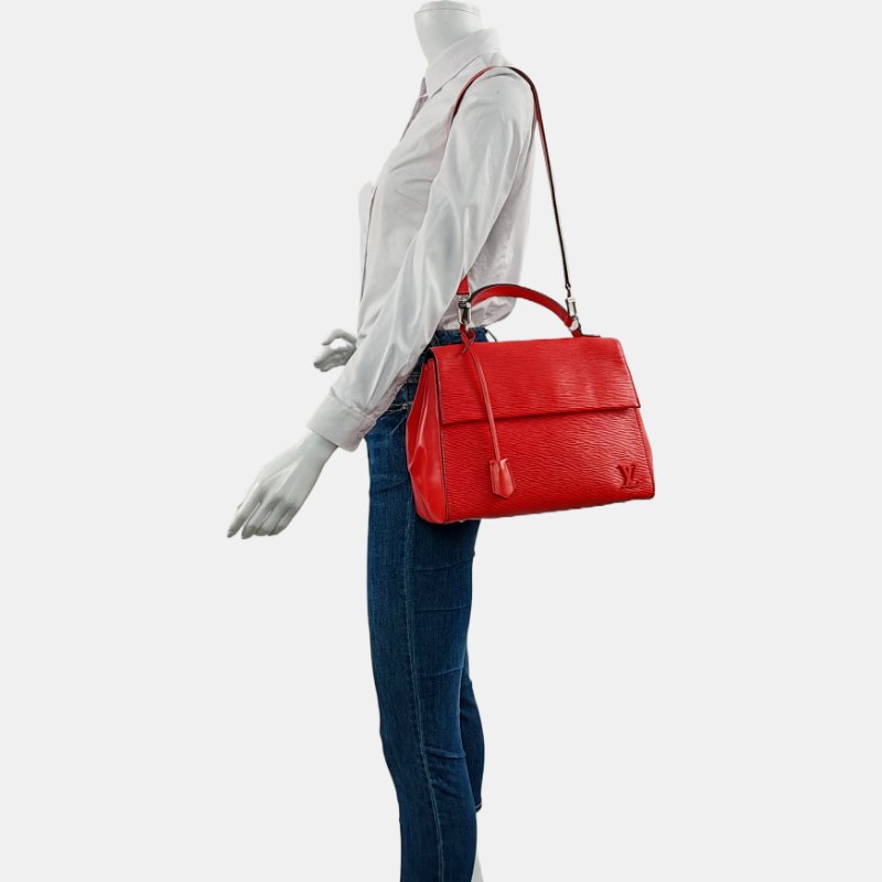 路易威登(LOUIS VUITTON)CLUNY中號 紅色EPI牛皮水波紋壓紋克魯尼肩背包 手提包 銀色五金 可拆卸肩帶-1