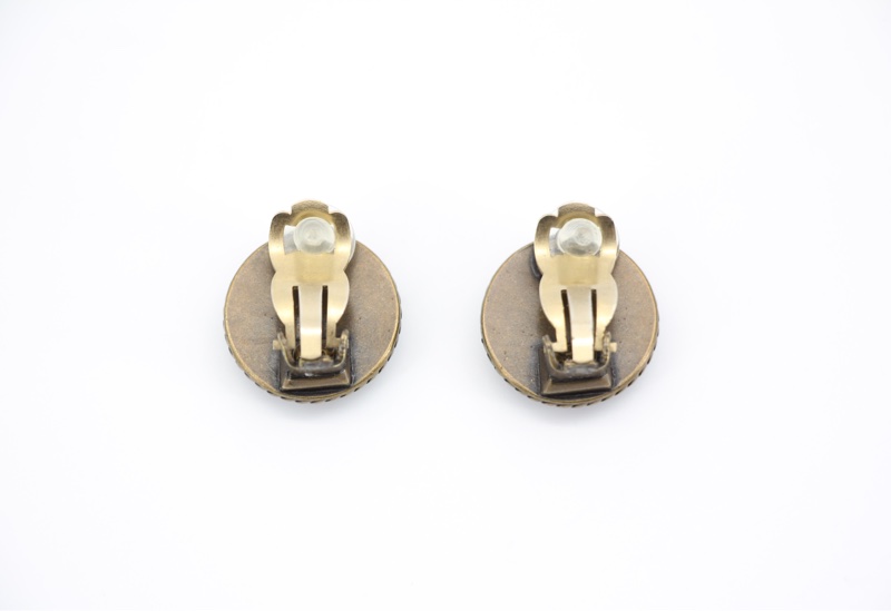 Chanel Vintage 00A 金屬黑色圓形金環耳環-8