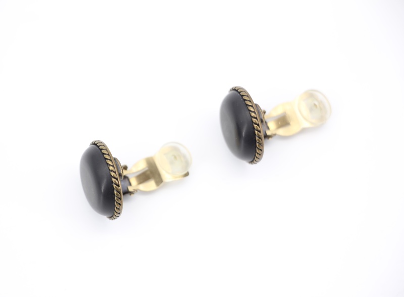 Chanel Vintage 00A 金屬黑色圓形金環耳環-12