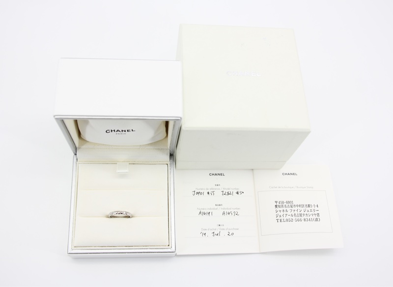Chanel 2020 Coco Crush Matelisse Marriage 三連式粒狀鑽石鉑金戒指PT950 Model No 50-1