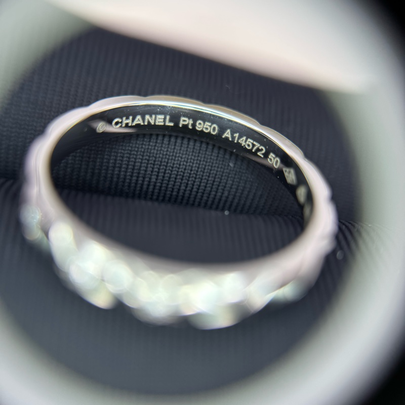 Chanel 2020 Coco Crush Matelisse Marriage 三連式粒狀鑽石鉑金戒指PT950 Model No 50-21