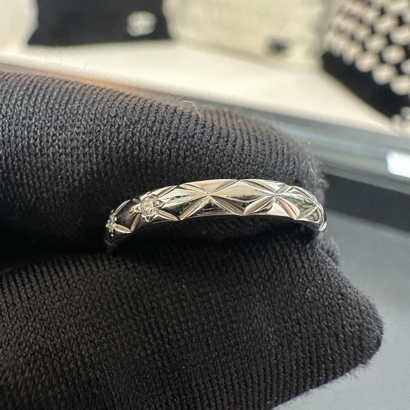 Chanel 2020 Coco Crush Matelisse Marriage 三連式粒狀鑽石鉑金戒指PT950 Model No 50-25