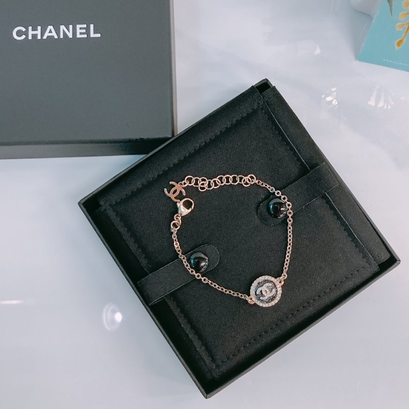 MS0314 香奈兒 25B 手鍊 CC Logo 圓形 黑淡金 全新 Chanel Circle CC Logo Black x LGHW Bracelet-1