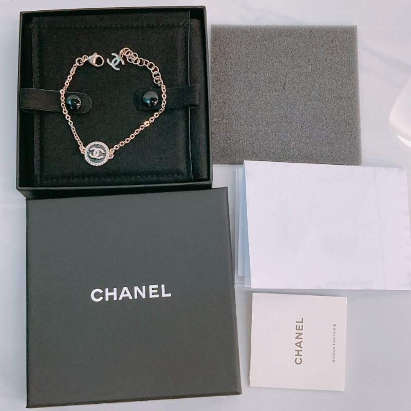 MS0314 香奈兒 25B 手鍊 CC Logo 圓形 黑淡金 全新 Chanel Circle CC Logo Black x LGHW Bracelet-5