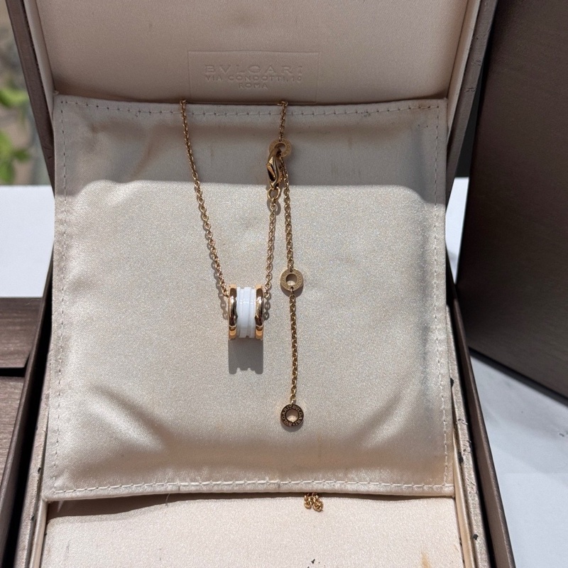 BVLGARI 寶格麗 B.ZERO1系列 18K玫瑰金白陶瓷彈簧項鍊 三檔調節扣-2