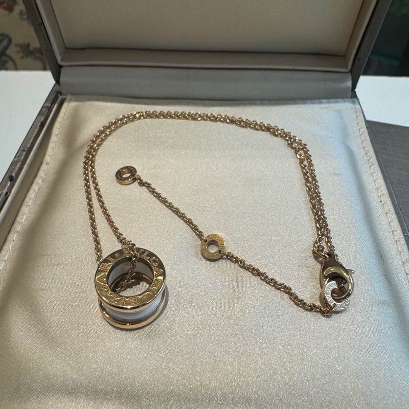 BVLGARI 寶格麗 B.ZERO1系列 18K玫瑰金白陶瓷彈簧項鍊 三檔調節扣-4