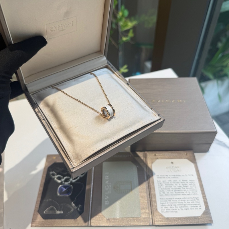 BVLGARI 寶格麗 B.ZERO1系列 18K玫瑰金白陶瓷彈簧項鍊 三檔調節扣-6