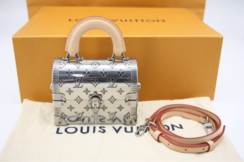 Louis Vuitton 2022 Metal Silver Monogram Mini Treasure Trunk Minaudiere-0
