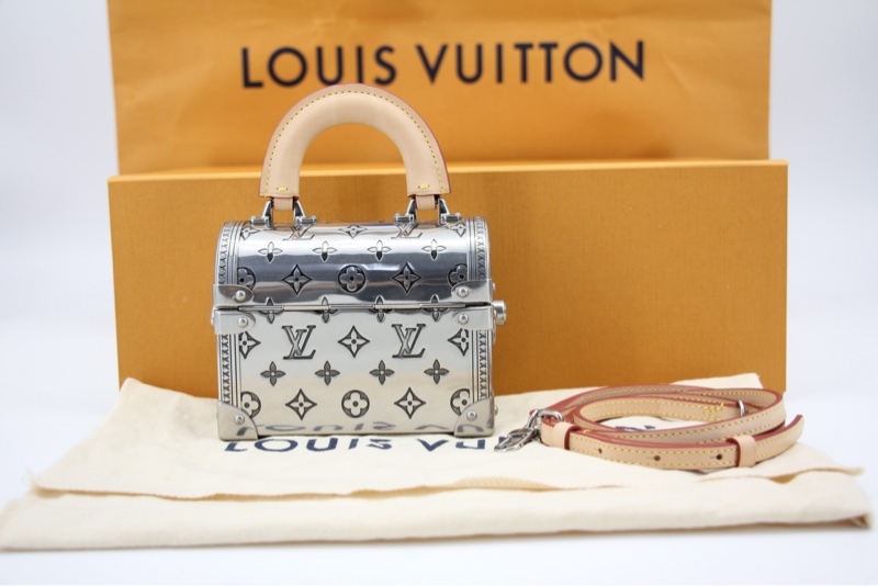 Louis Vuitton 2022 Metal Silver Monogram Mini Treasure Trunk Minaudiere-1