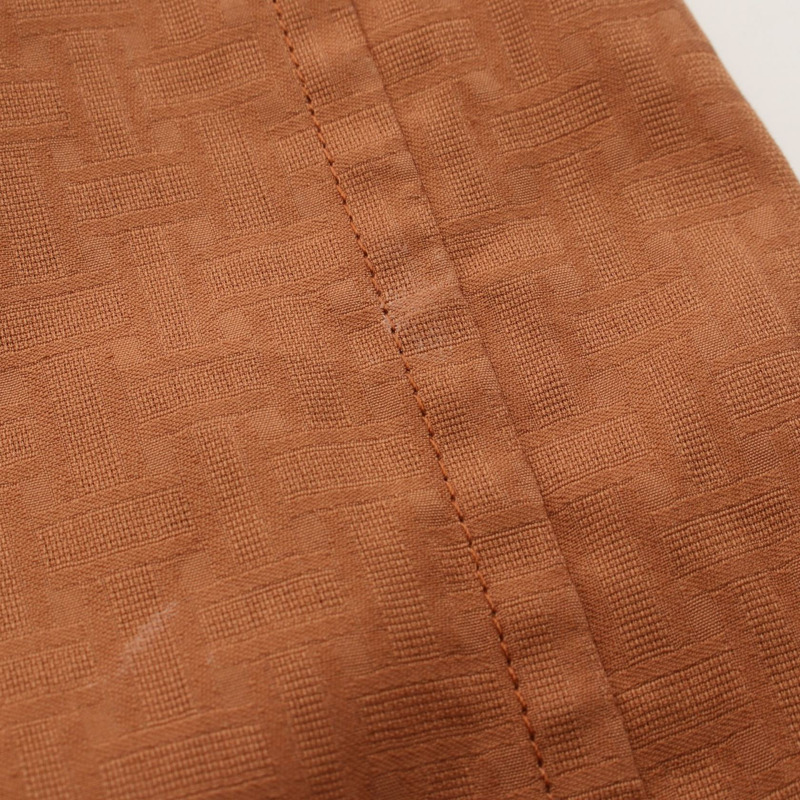 HERMES 波西米亞風格短版薄紗馬賽克連身裙 棉質 棕色 二手 女士-5