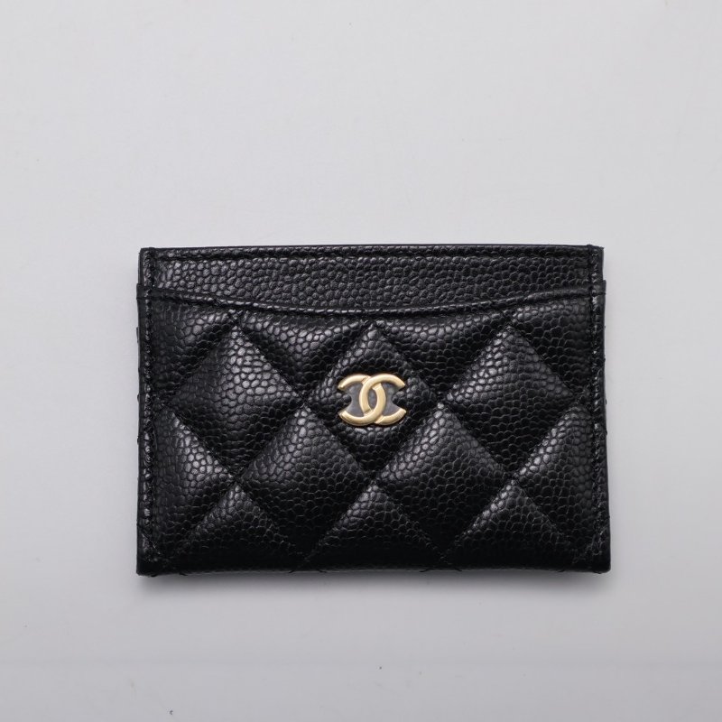 CHANEL 經典粒面牛皮名片夾 - 黑金-0