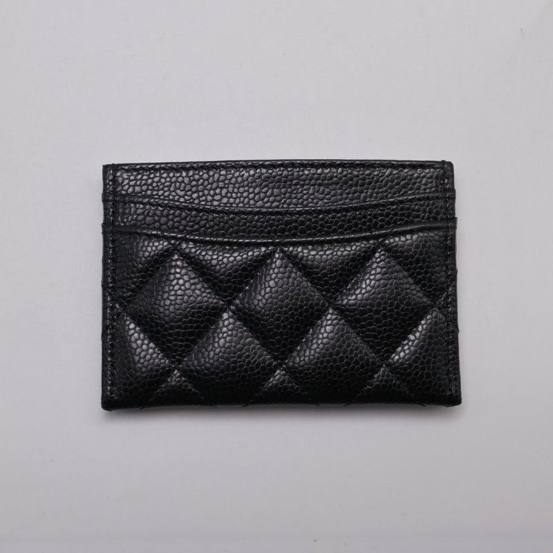 CHANEL 經典粒面牛皮名片夾 - 黑金-1