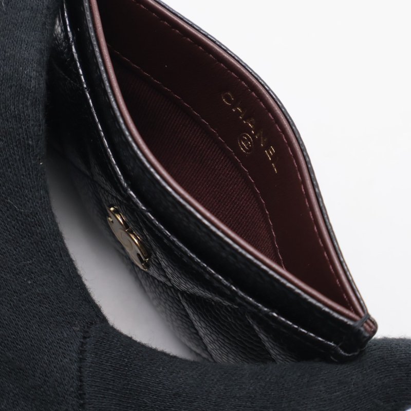 CHANEL 經典粒面牛皮名片夾 - 黑金-2