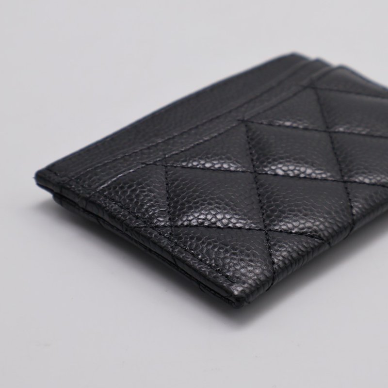 CHANEL 經典粒面牛皮名片夾 - 黑金-5