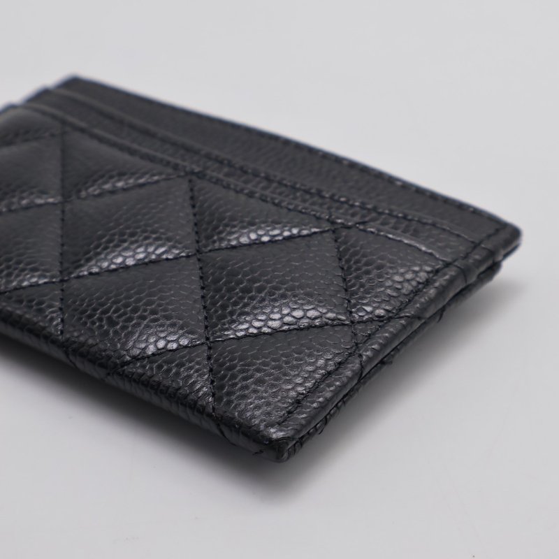 CHANEL 經典粒面牛皮名片夾 - 黑金-6