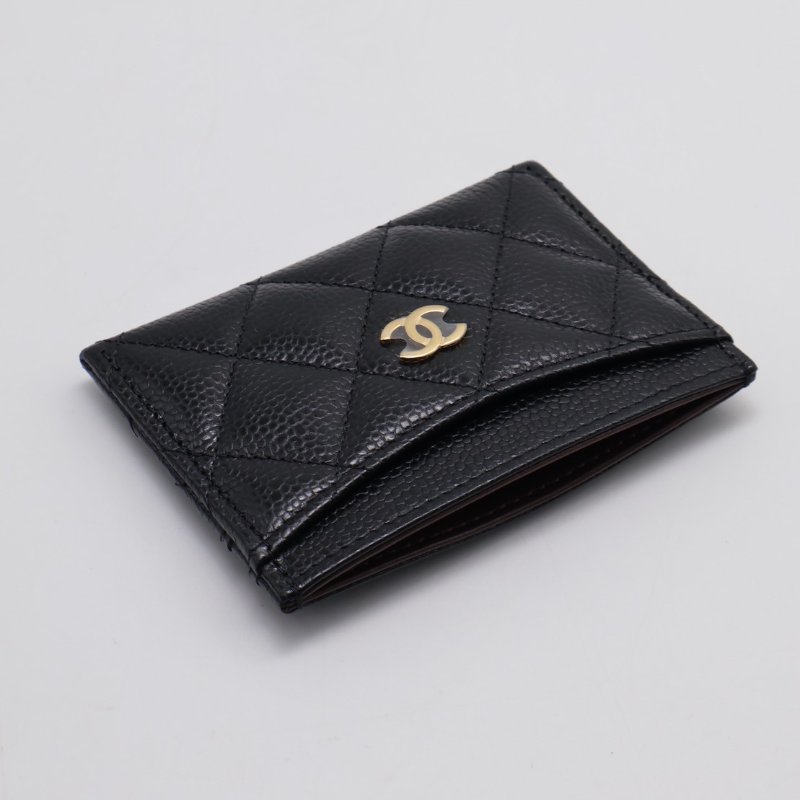 CHANEL 經典粒面牛皮名片夾 - 黑金-7