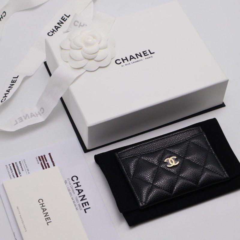 CHANEL 經典粒面牛皮名片夾 - 黑金-9