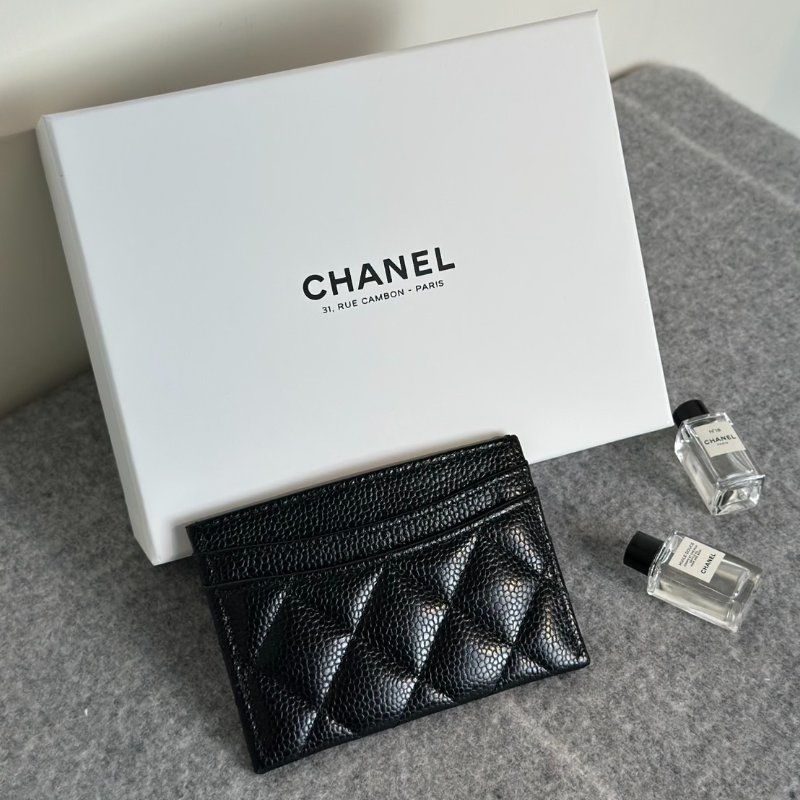 CHANEL 經典粒面牛皮名片夾 - 黑金-2