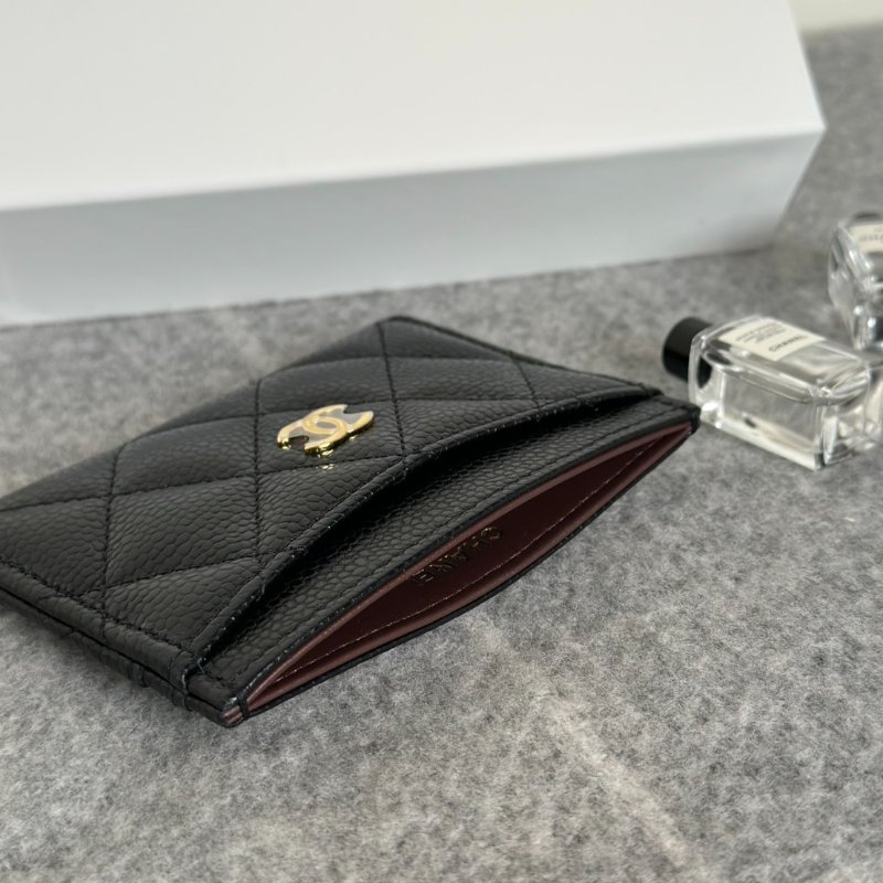CHANEL 經典粒面牛皮名片夾 - 黑金-3
