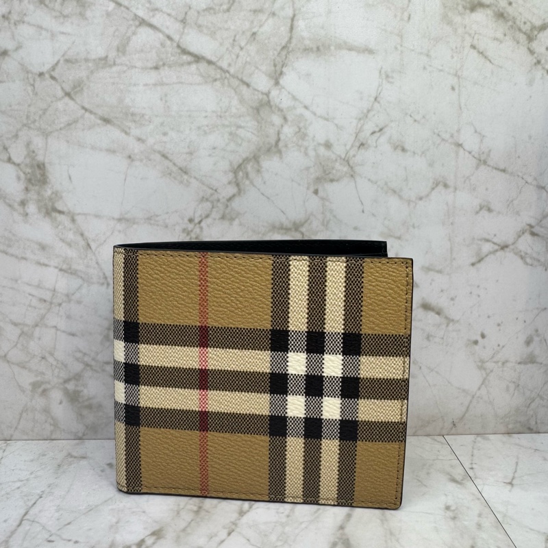 BURBERRY PVC格紋八卡對開短夾-0