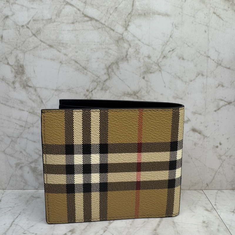 BURBERRY PVC格紋八卡對開短夾-1