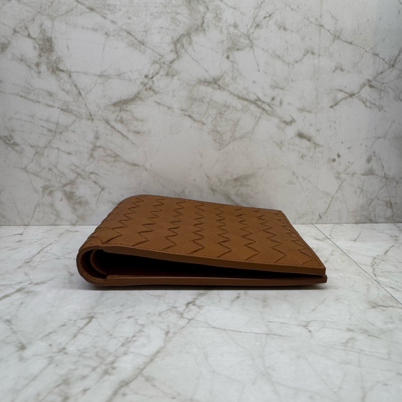 BV 編織八卡對開短夾/土黃-3