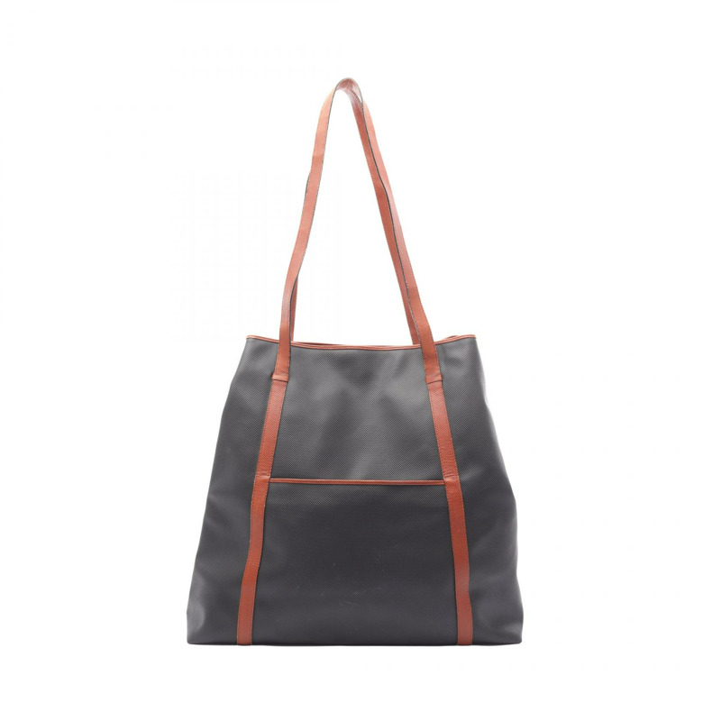 BOTTEGA VENETA 手提單肩包 PVC塗層帆布皮革 黑色 棕色 二手-0