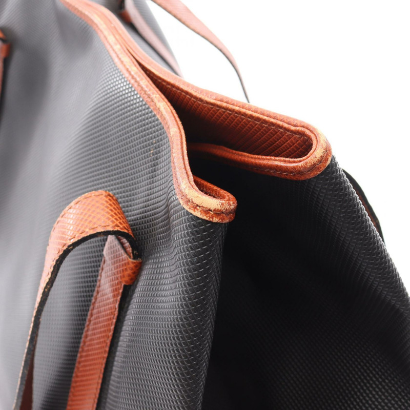 BOTTEGA VENETA 手提單肩包 PVC塗層帆布皮革 黑色 棕色 二手-4