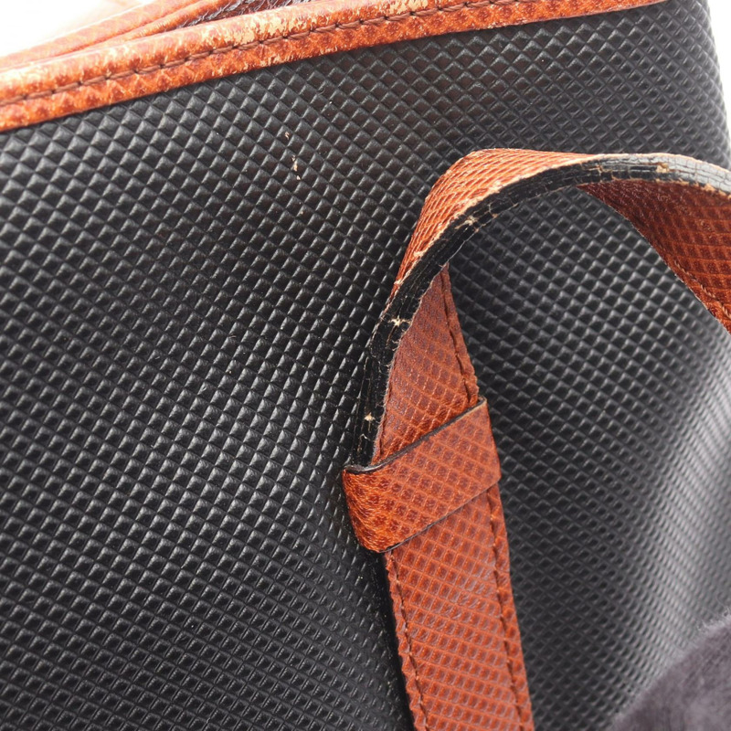 BOTTEGA VENETA 手提單肩包 PVC塗層帆布皮革 黑色 棕色 二手-6