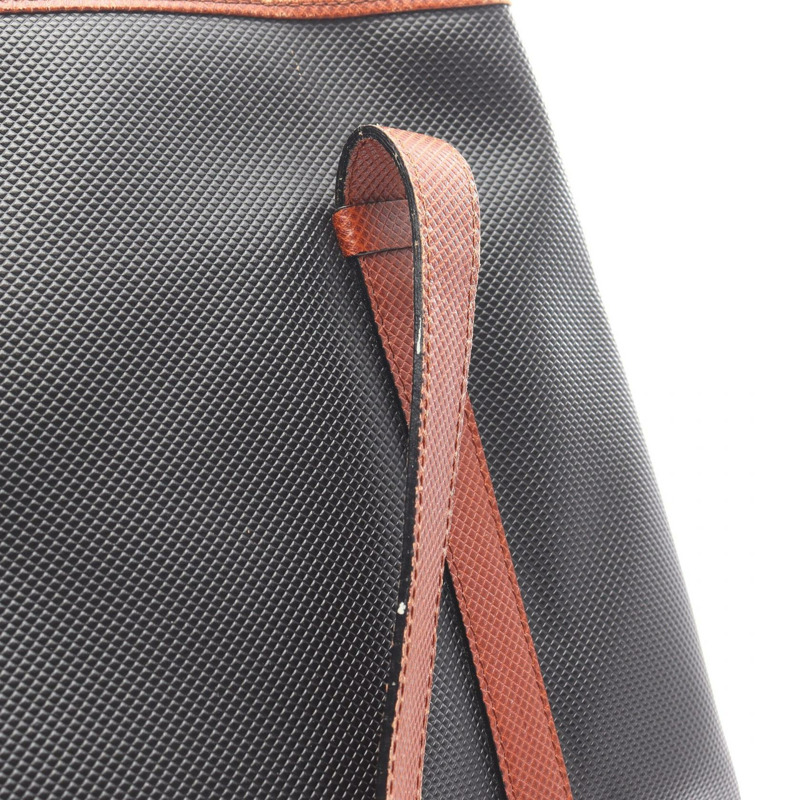 BOTTEGA VENETA 手提單肩包 PVC塗層帆布皮革 黑色 棕色 二手-7