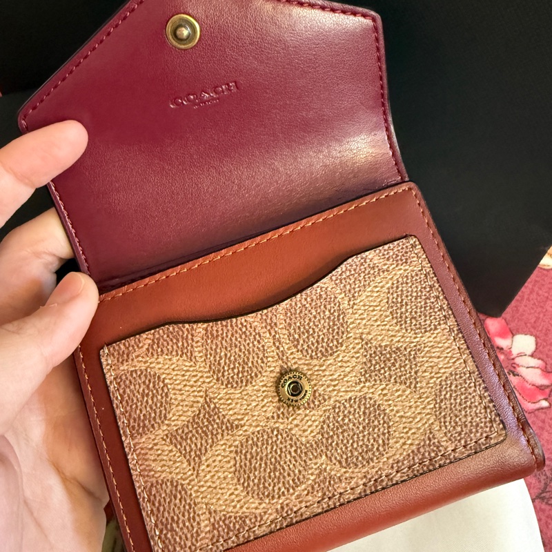 coach經典拼色三折短夾-2